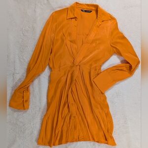 Zara Vibrant Orange Long Sleeve Dress